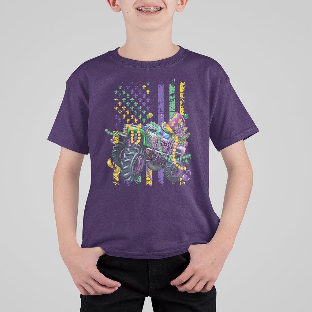 Mardi Gras Monster Truck Beads Flag T Shirt For Kid TS09 Purple Printyourwear