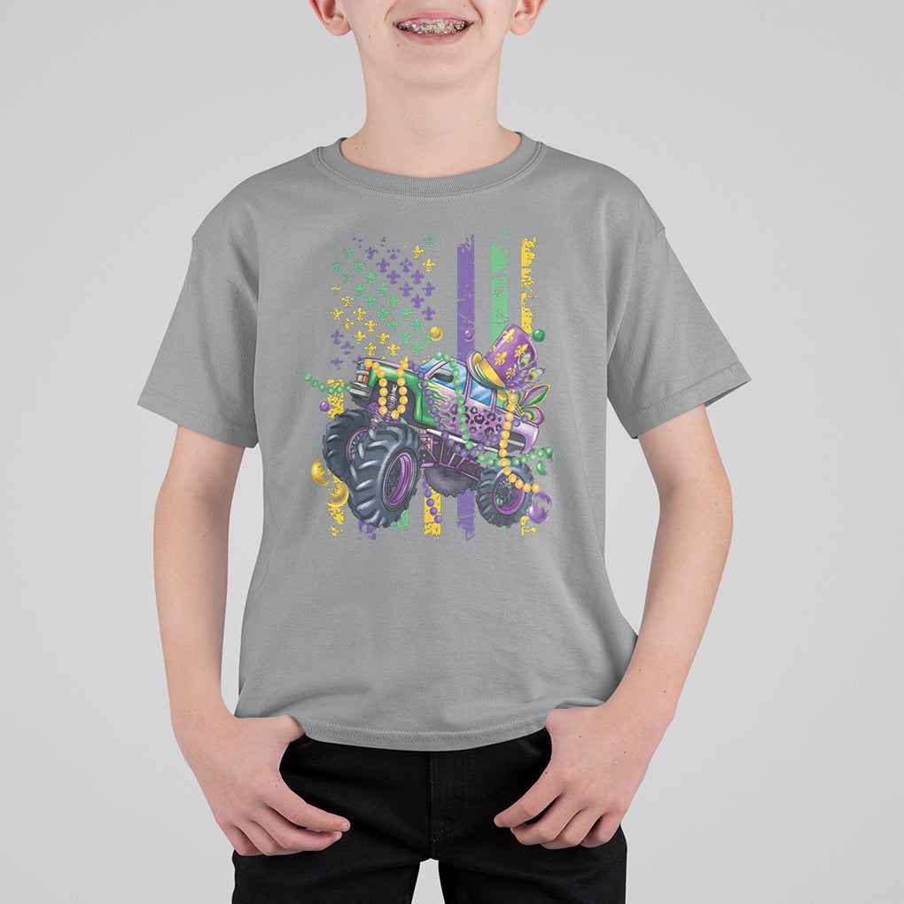 Mardi Gras Monster Truck Beads Flag T Shirt For Kid TS09 Sport Gray Printyourwear
