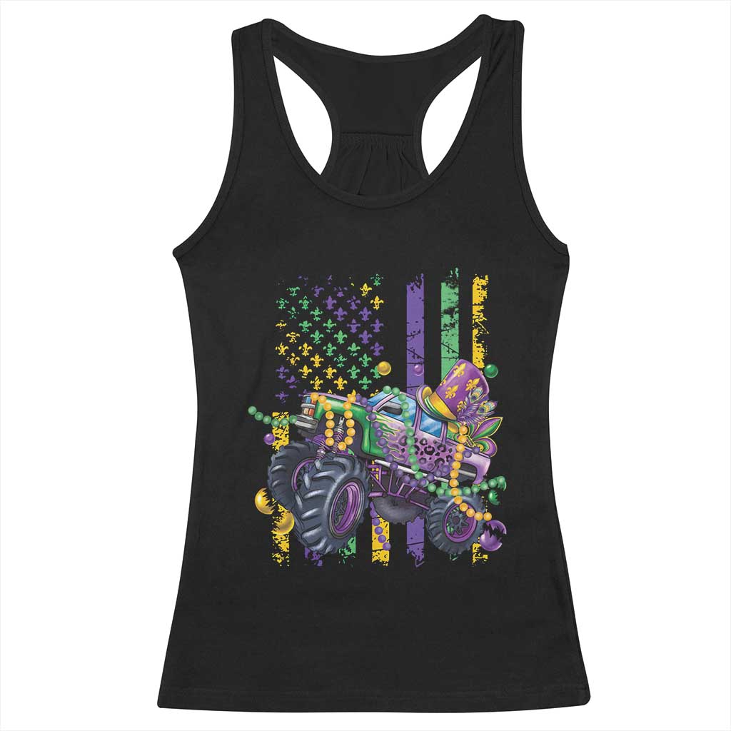 Mardi Gras Monster Truck Beads Flag Racerback Tank Top TS09 Black Print Your Wear