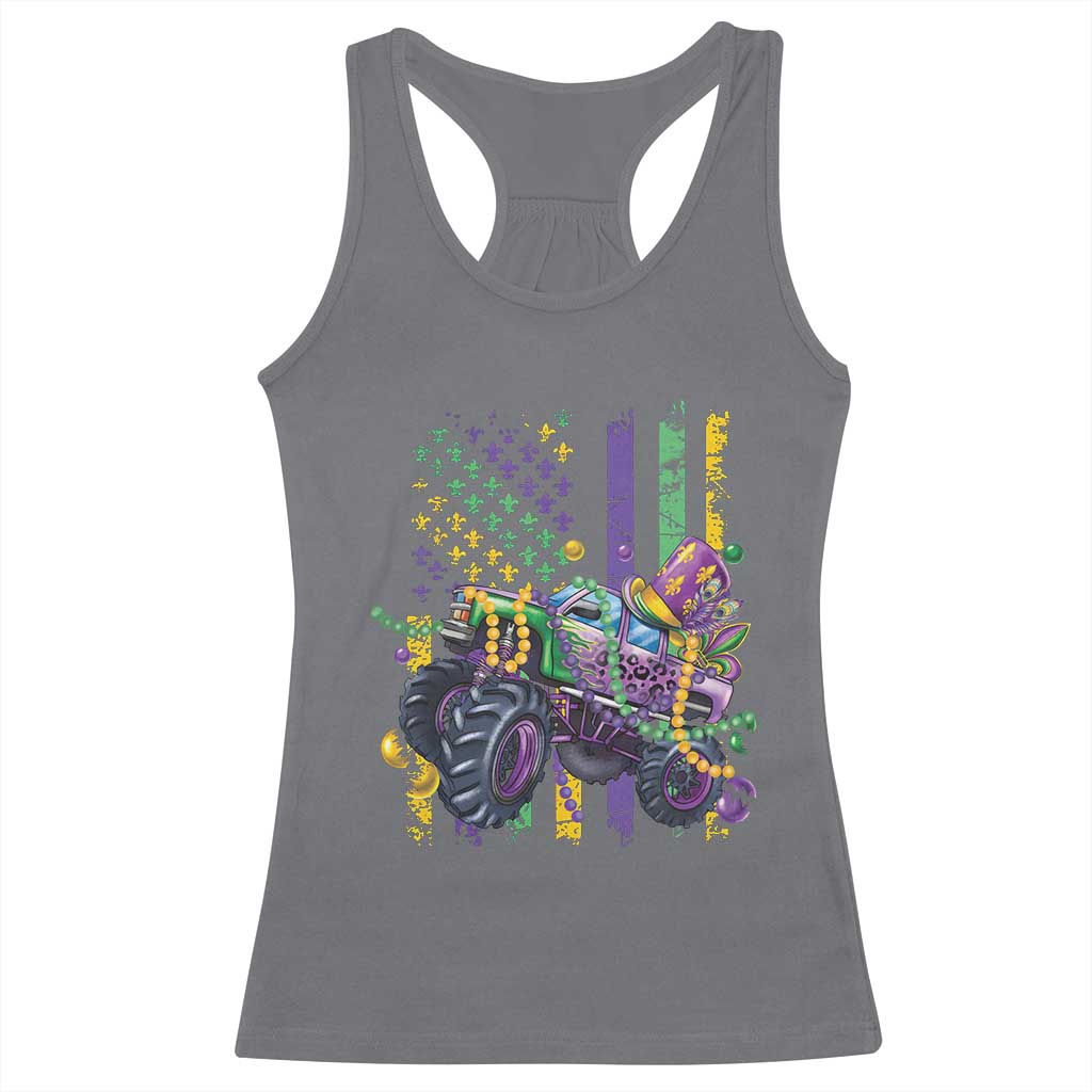 Mardi Gras Monster Truck Beads Flag Racerback Tank Top TS09 Charcoal Print Your Wear