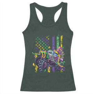 Mardi Gras Monster Truck Beads Flag Racerback Tank Top TS09 Dark Forest Green Print Your Wear
