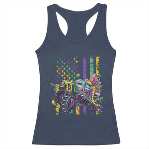 Mardi Gras Monster Truck Beads Flag Racerback Tank Top TS09 Navy Print Your Wear