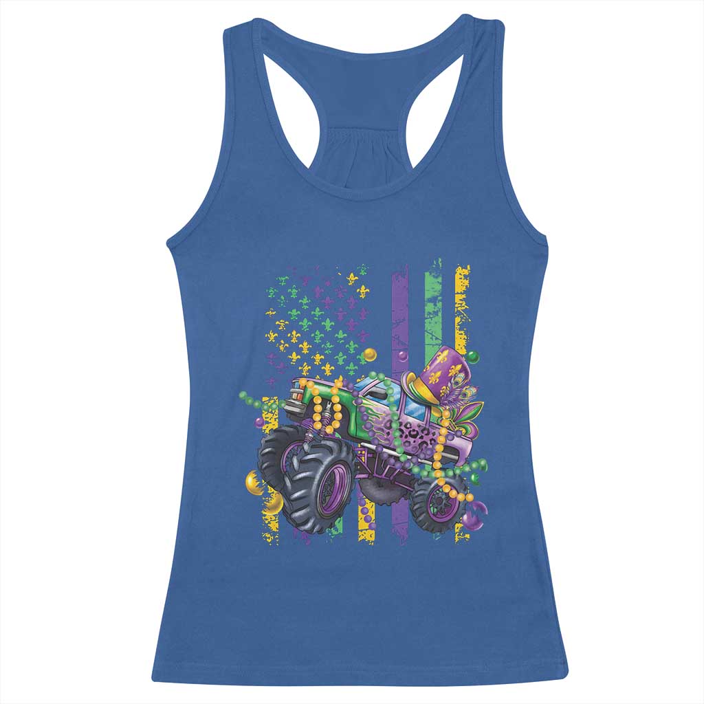 Mardi Gras Monster Truck Beads Flag Racerback Tank Top TS09 Royal Blue Print Your Wear