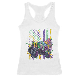 Mardi Gras Monster Truck Beads Flag Racerback Tank Top TS09 White Print Your Wear