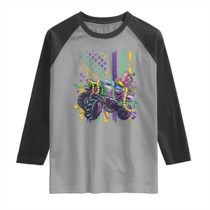 Mardi Gras Monster Truck Beads Flag Raglan Shirt TS09 Sport Gray Black Print Your Wear