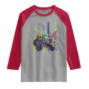 Mardi Gras Monster Truck Beads Flag Raglan Shirt TS09 Sport Gray Red Print Your Wear