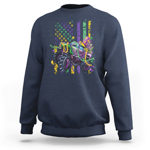 Mardi Gras Monster Truck Beads Flag Sweatshirt TS09 Navy Printyourwear