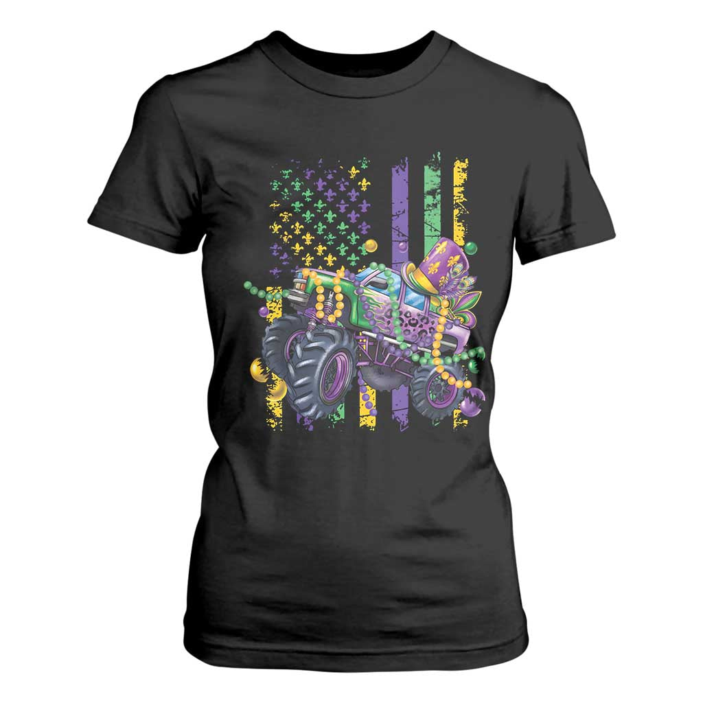 Mardi Gras Monster Truck Beads Flag T Shirt For Women TS09 Black Print Your Wear