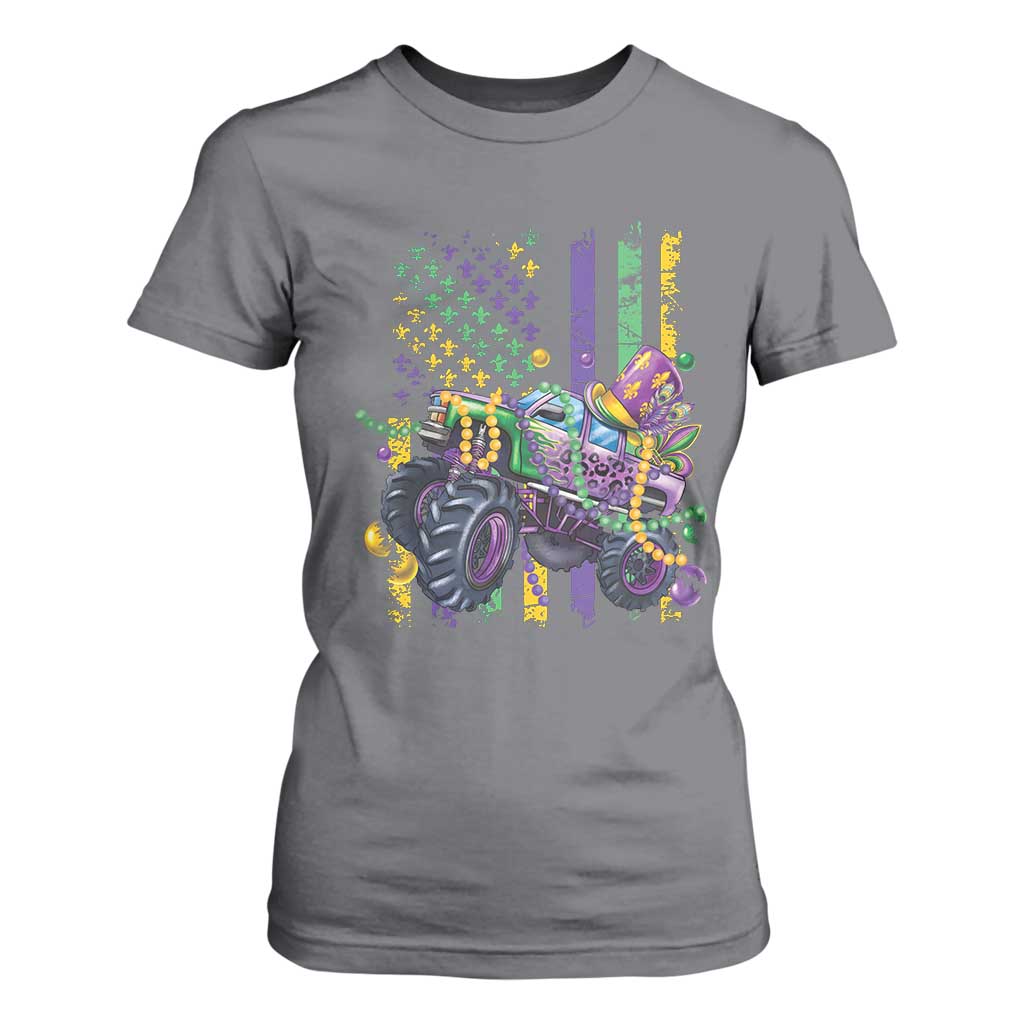 Mardi Gras Monster Truck Beads Flag T Shirt For Women TS09 Charcoal Print Your Wear