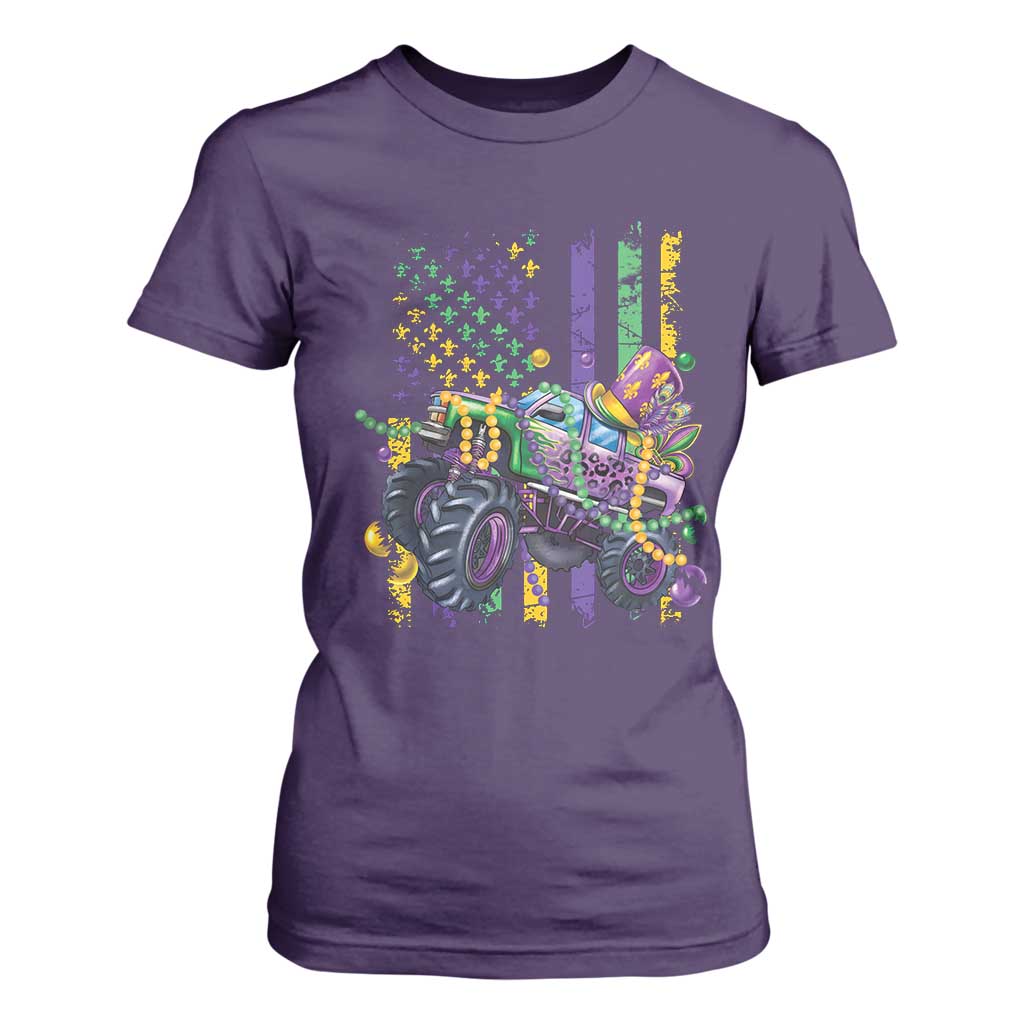 Mardi Gras Monster Truck Beads Flag T Shirt For Women TS09 Purple Print Your Wear