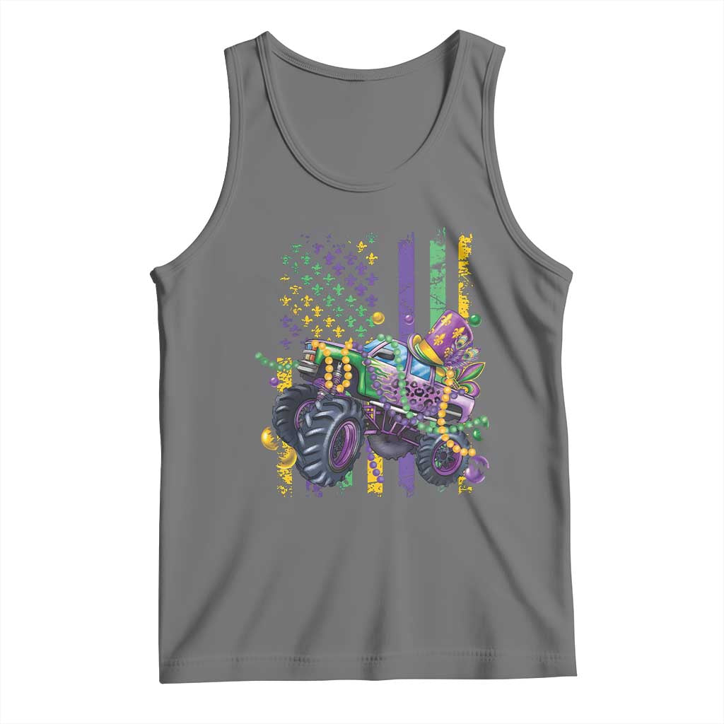 Mardi Gras Monster Truck Beads Flag Tank Top TS09 Black Heather Print Your Wear
