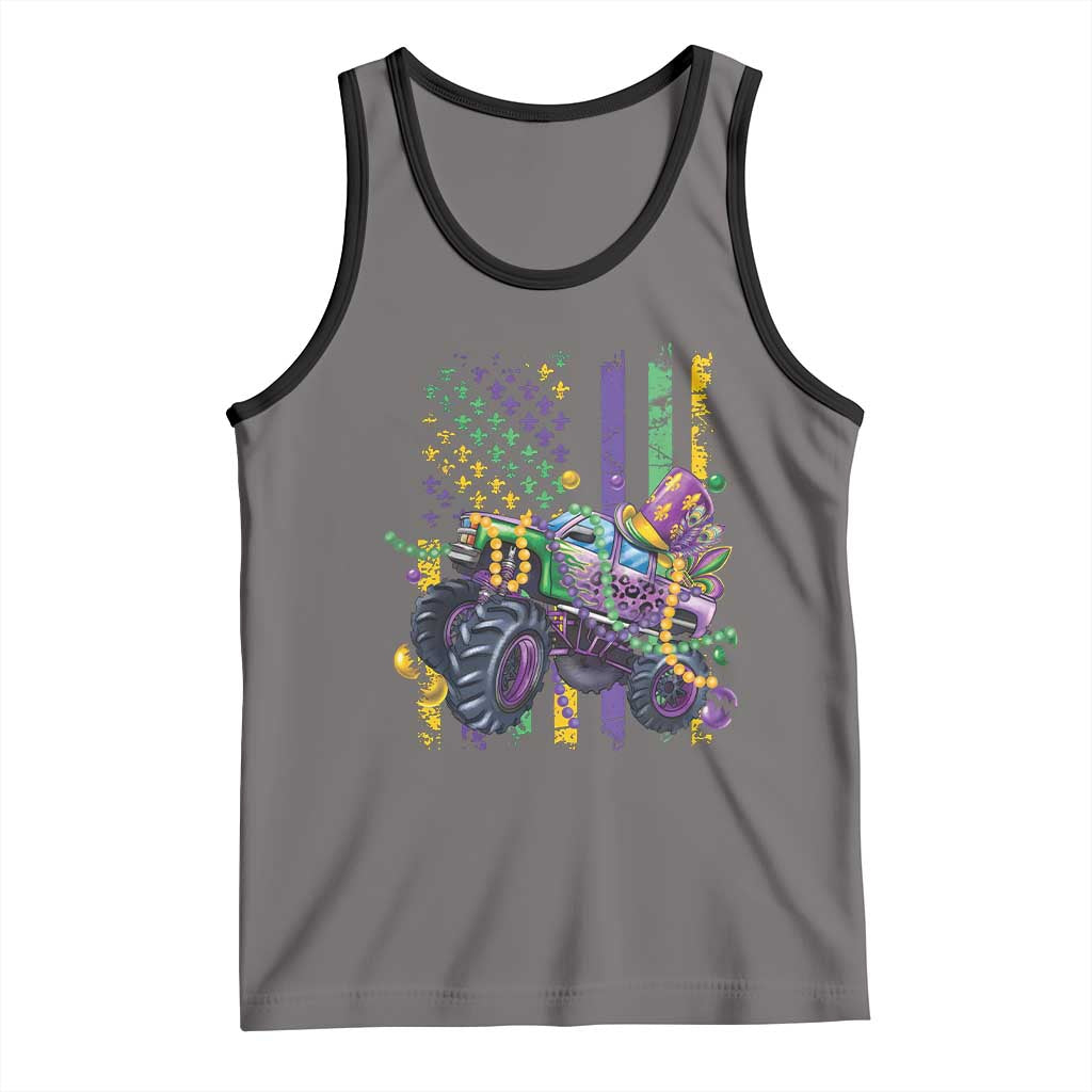 Mardi Gras Monster Truck Beads Flag Tank Top TS09 Deep Heather Black Print Your Wear
