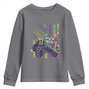 Mardi Gras Monster Truck Beads Flag Youth Sweatshirt TS09 Charcoal Print Your Wear