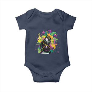 Mardi Gras Funny Tuxedo Cat Meme Beads Baby Onesie TS09 Navy Print Your Wear