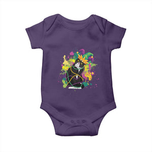 Mardi Gras Funny Tuxedo Cat Meme Beads Baby Onesie TS09 Purple Print Your Wear