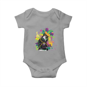 Mardi Gras Funny Tuxedo Cat Meme Beads Baby Onesie TS09 Sport Gray Print Your Wear