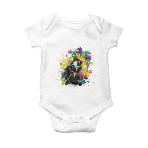 Mardi Gras Funny Tuxedo Cat Meme Beads Baby Onesie TS09 White Print Your Wear