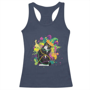 Mardi Gras Funny Tuxedo Cat Meme Beads Racerback Tank Top TS09 Navy Print Your Wear