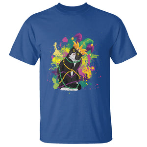 Mardi Gras Funny Tuxedo Cat Meme Beads T Shirt TS09 Royal Blue Printyourwear