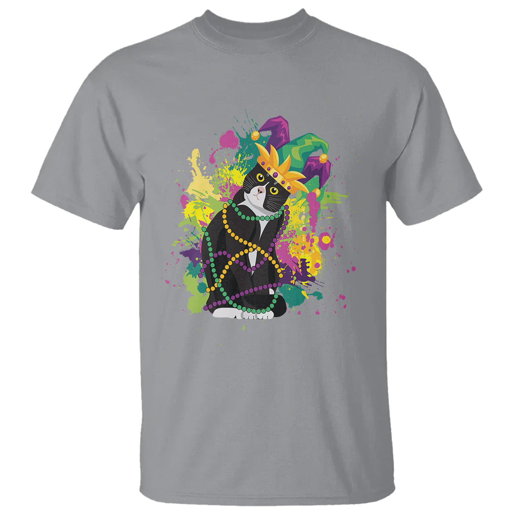 Mardi Gras Funny Tuxedo Cat Meme Beads T Shirt TS09 Sport Gray Mardi gras funny tuxedo cat meme beads t shirt ts09 sport gray