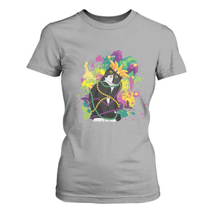 Mardi Gras Funny Tuxedo Cat Meme Beads T Shirt For Women TS09 Sport Gray Print Your Wear
