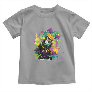 Mardi Gras Funny Tuxedo Cat Meme Beads Toddler T Shirt TS09 Sport Gray Print Your Wear