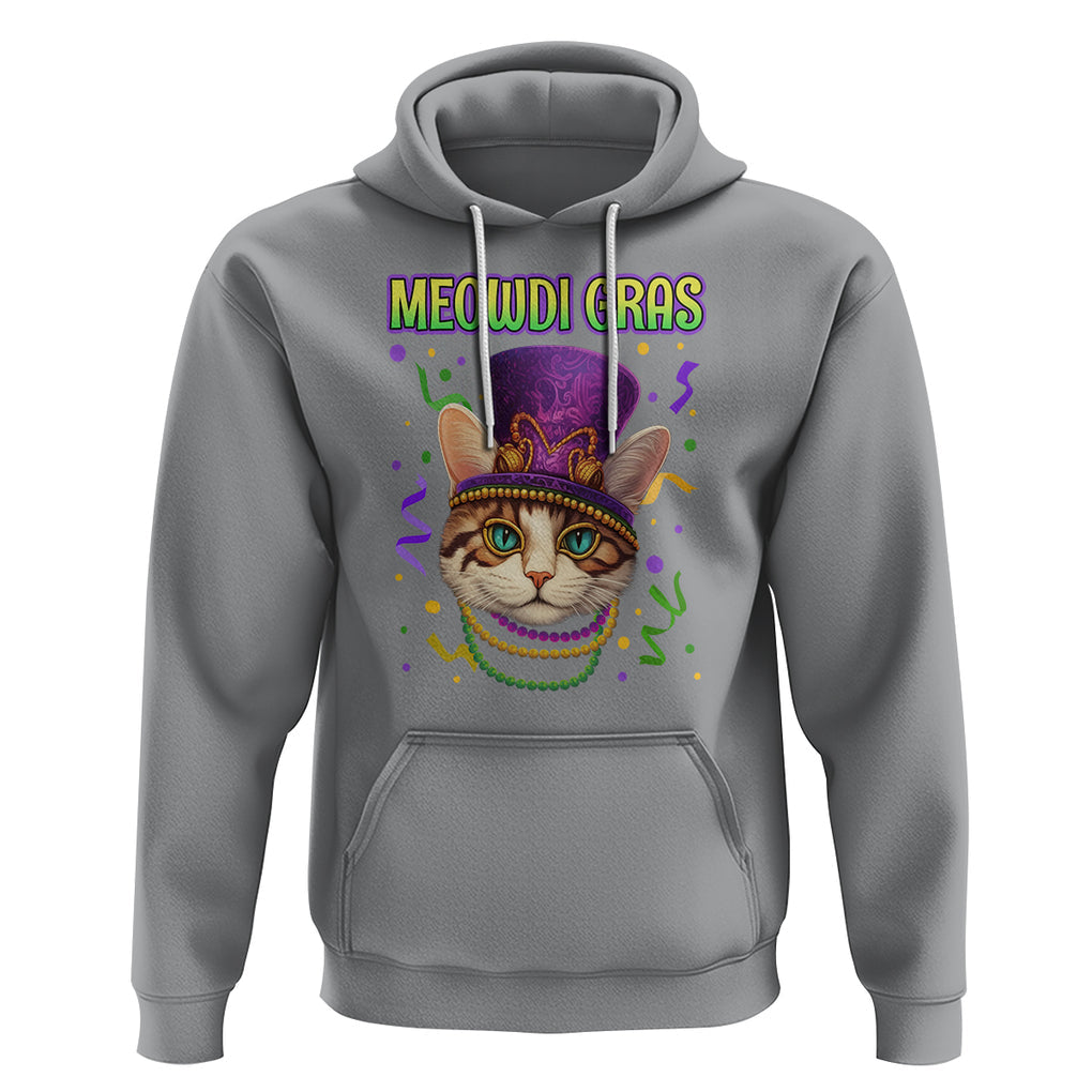 Meowdi Gras Cool Cat Jester Bead Fat Tuesday Hoodie TS09 Sport Gray Printyourwear