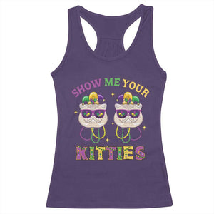 Mardi Gras Racerback Tank Top Show Me Your Kitties Cute Cat Masked Jester Hat Bead TS09 Purple Print Your Wear
