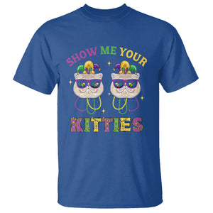 Mardi Gras T Shirt Show Me Your Kitties Cute Cat Masked Jester Hat Bead TS09 Royal Blue Printyourwear