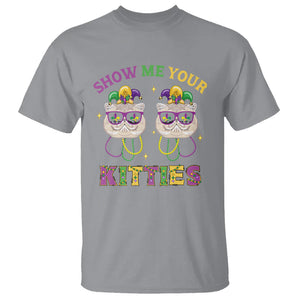 Mardi Gras T Shirt Show Me Your Kitties Cute Cat Masked Jester Hat Bead TS09 Sport Gray Printyourwear