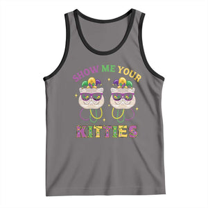 Mardi Gras Tank Top Show Me Your Kitties Cute Cat Masked Jester Hat Bead TS09 Deep Heather Black Print Your Wear