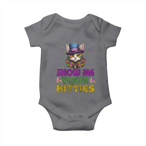 Mardi Gras Baby Onesie Show Me Your Kitties Cool Cat Jester Hat Bead TS09 Charcoal Print Your Wear