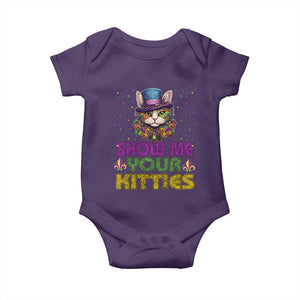 Mardi Gras Baby Onesie Show Me Your Kitties Cool Cat Jester Hat Bead TS09 Purple Print Your Wear