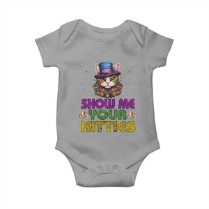Mardi Gras Baby Onesie Show Me Your Kitties Cool Cat Jester Hat Bead TS09 Sport Gray Print Your Wear