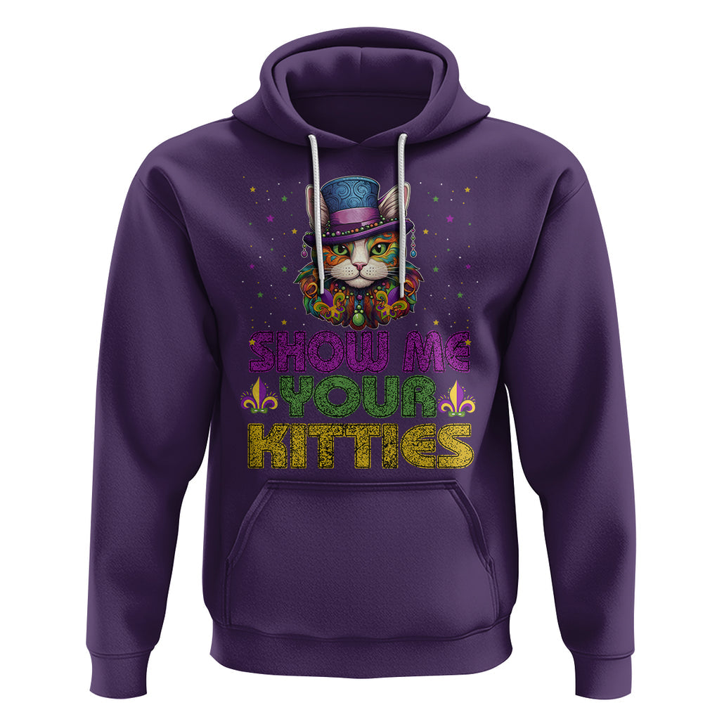 Mardi Gras Hoodie Show Me Your Kitties Cool Cat Jester Hat Bead TS09 Purple Printyourwear