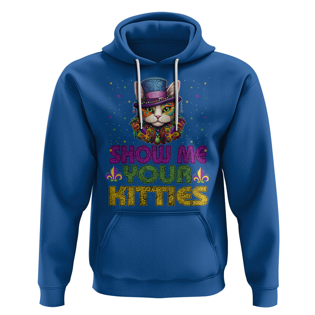 Mardi Gras Hoodie Show Me Your Kitties Cool Cat Jester Hat Bead TS09 Royal Blue Printyourwear
