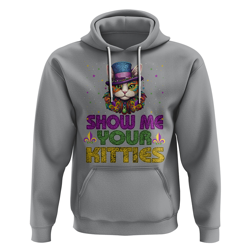 Mardi Gras Hoodie Show Me Your Kitties Cool Cat Jester Hat Bead TS09 Sport Gray Printyourwear