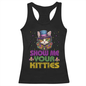 Mardi Gras Racerback Tank Top Show Me Your Kitties Cool Cat Jester Hat Bead TS09 Black Print Your Wear