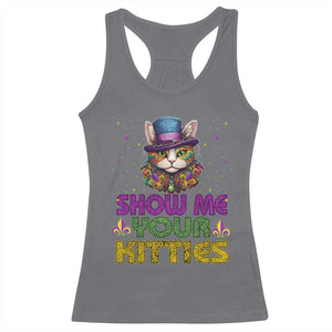 Mardi Gras Racerback Tank Top Show Me Your Kitties Cool Cat Jester Hat Bead TS09 Charcoal Print Your Wear