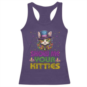 Mardi Gras Racerback Tank Top Show Me Your Kitties Cool Cat Jester Hat Bead TS09 Purple Print Your Wear
