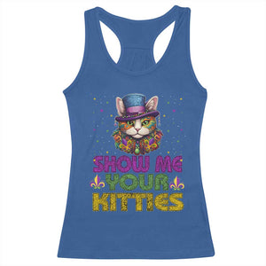 Mardi Gras Racerback Tank Top Show Me Your Kitties Cool Cat Jester Hat Bead TS09 Royal Blue Print Your Wear