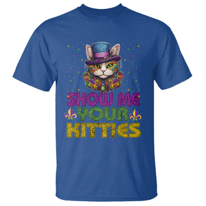 Mardi Gras T Shirt Show Me Your Kitties Cool Cat Jester Hat Bead TS09 Royal Blue Printyourwear