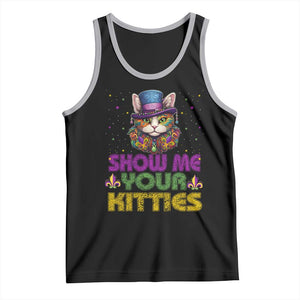 Mardi Gras Tank Top Show Me Your Kitties Cool Cat Jester Hat Bead TS09 Black Athletic Heather Print Your Wear