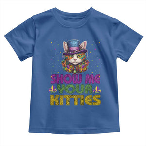 Mardi Gras Toddler T Shirt Show Me Your Kitties Cool Cat Jester Hat Bead TS09 Royal Blue Print Your Wear