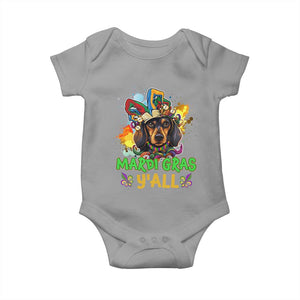 Mardi Gras Y'all Dachshund Dog With Beads Colorful Baby Onesie TS09 Sport Gray Print Your Wear
