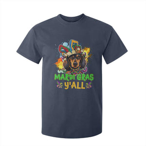 Mardi Gras Y'all Dachshund Dog With Beads Colorful T Shirt For Kid TS09 Navy Print Your Wear