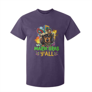 Mardi Gras Y'all Dachshund Dog With Beads Colorful T Shirt For Kid TS09 Purple Print Your Wear