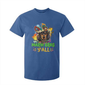 Mardi Gras Y'all Dachshund Dog With Beads Colorful T Shirt For Kid TS09 Royal Blue Print Your Wear