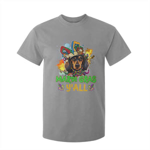 Mardi Gras Y'all Dachshund Dog With Beads Colorful T Shirt For Kid TS09 Sport Gray Print Your Wear