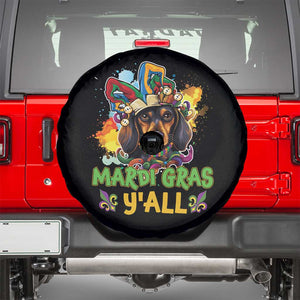 Mardi Gras Y'all Dachshund Dog With Beads Colorful Spare Tire Cover TS09 Black Print Your Wear